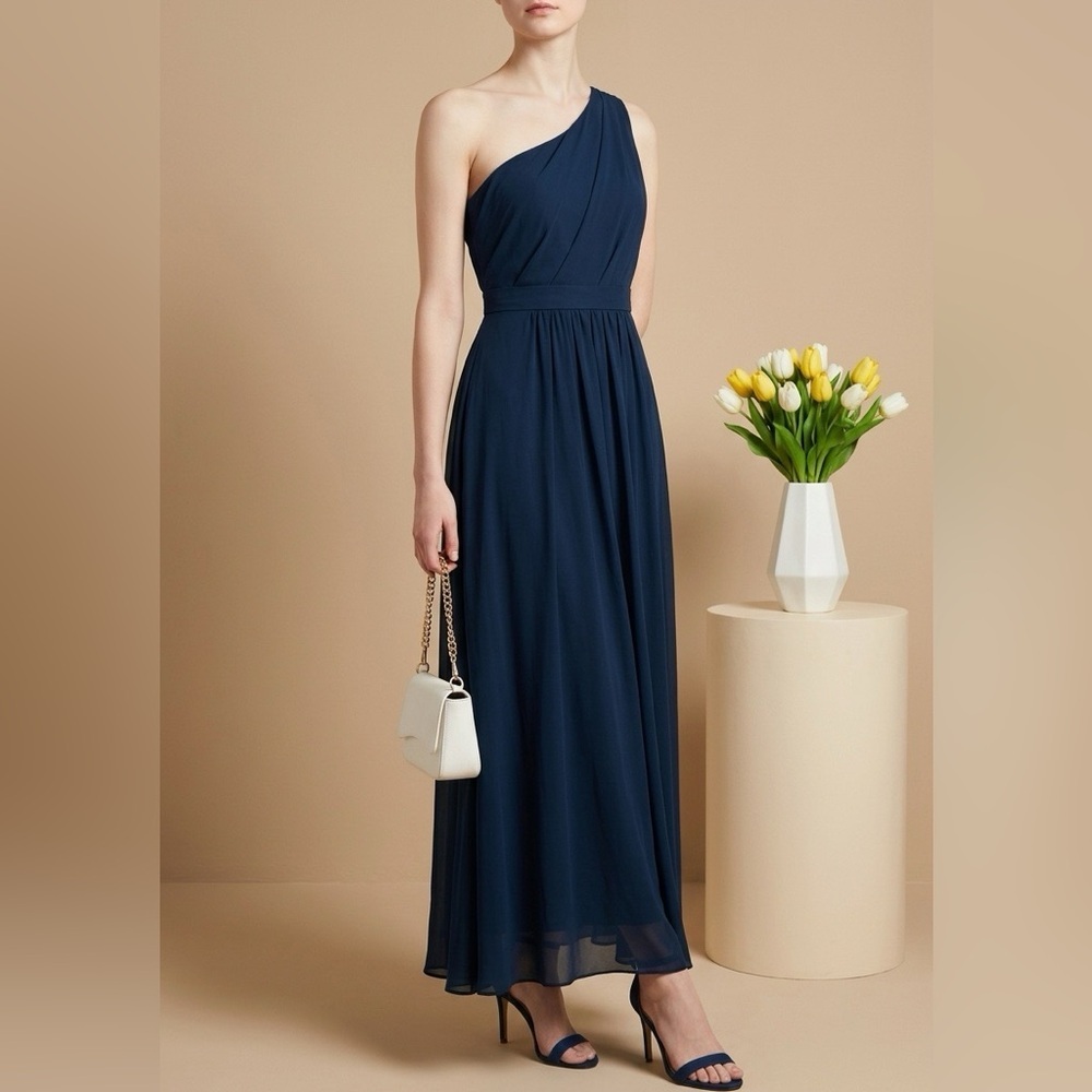 AZAZIE One Shoulder Navy Blue Maxi Dress Size XS